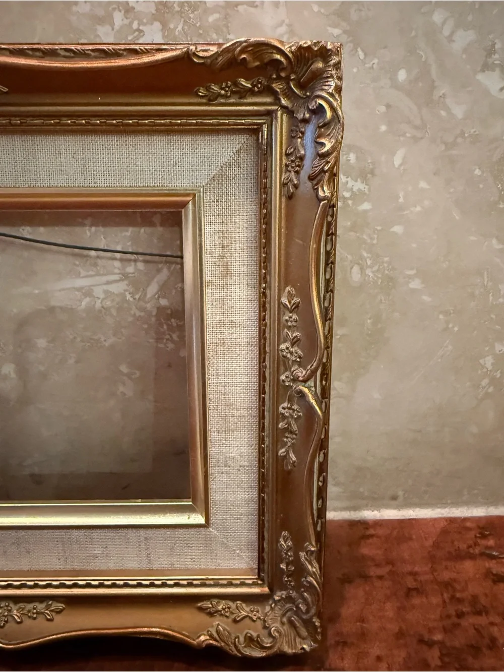 Set of 2 Gold Ornate Wood Picture Frame Linen Liner Fits 5 x 7 Picture